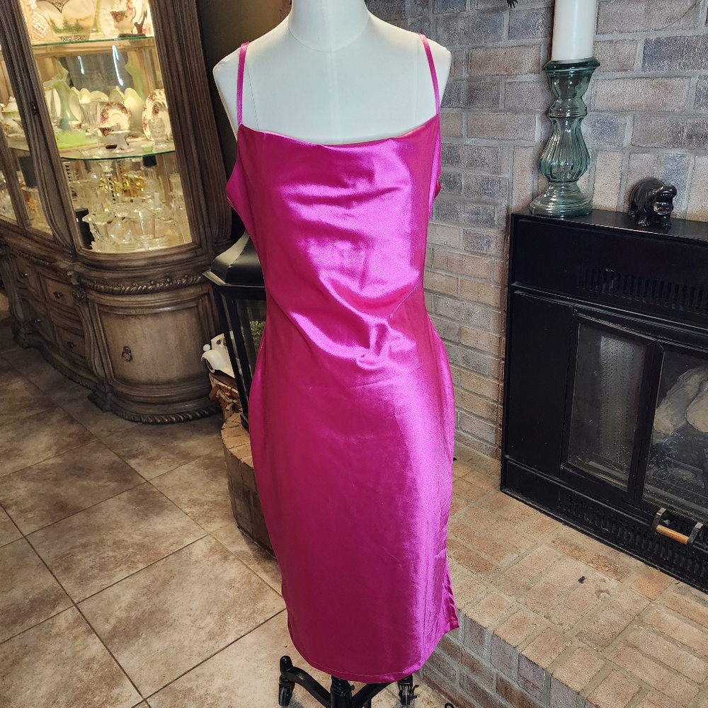 Elegant Pink Satin Slip Dress